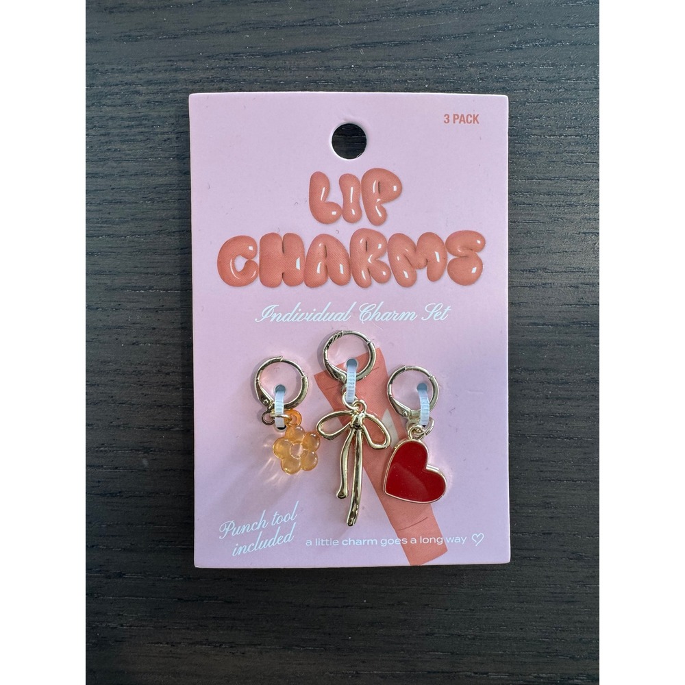 Lip Charms y2k Lip gloss Studio Art Fact Set Women Gold Red Heart Bow DIY Tool